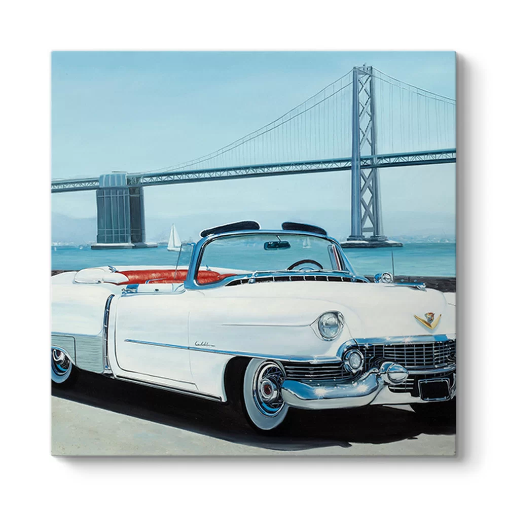 Klasik  Beyaz Cadillac Tablosu - Model 3